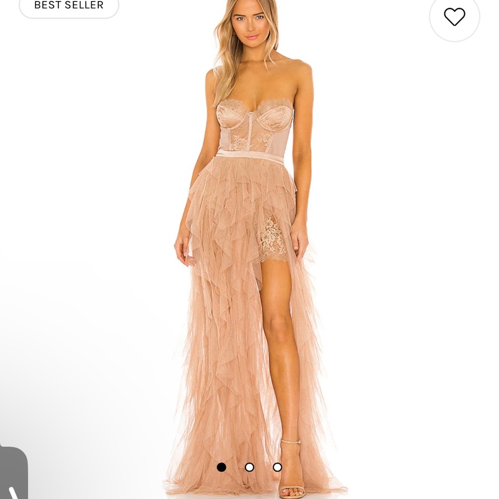 X REVOLVE Bustier Gown in Warm Taupe